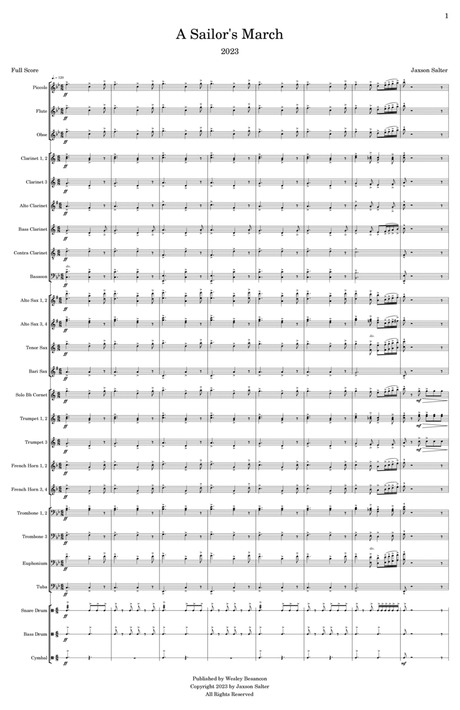 A Sailor's March - Score Only Concert Band scores gallery preview page 1