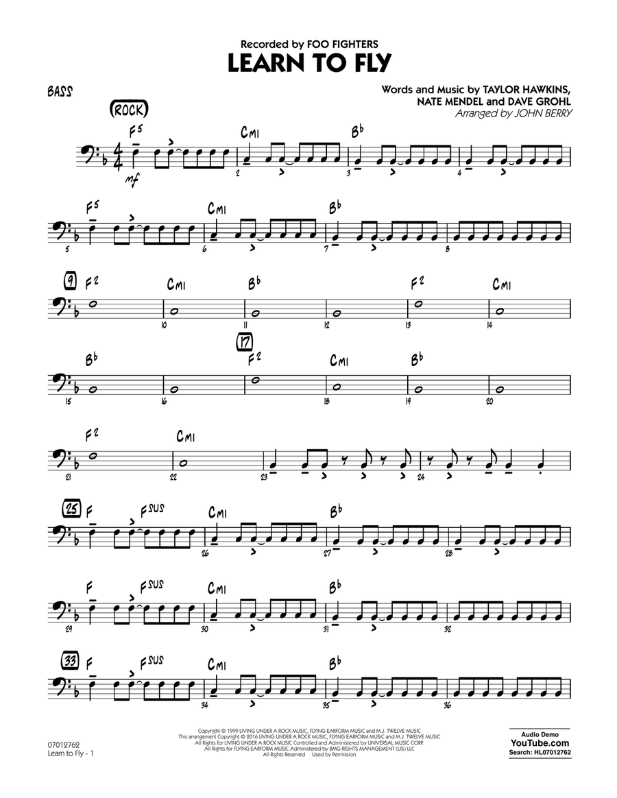 Learn to Fly - Bass Learn to Fly - Bass Jazz Ensemble scores gallery preview page 1