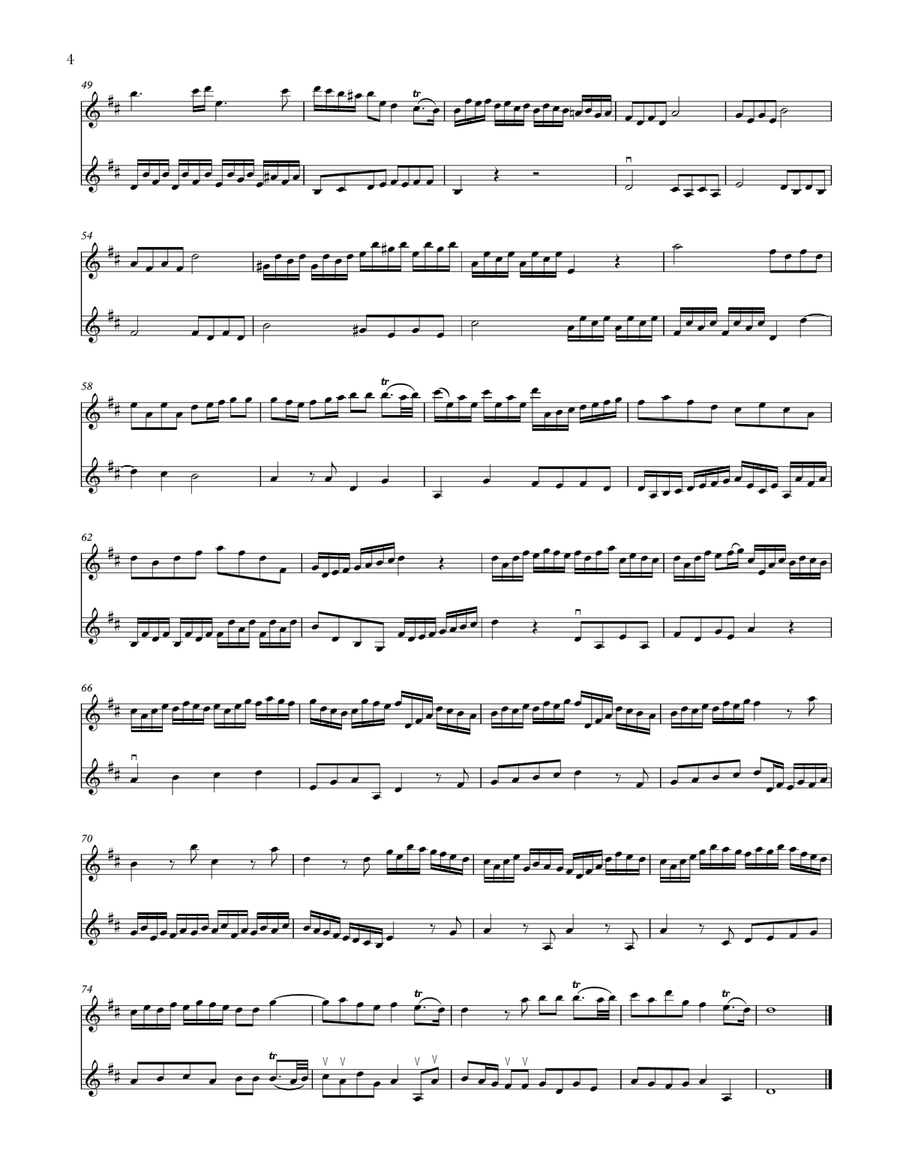 Violin Sonata in D Major, HWV 371 (arr. 2 violins) String Duet scores gallery preview page 4