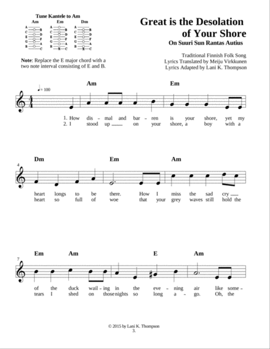 Five Finnish Songs of Longing with sing-able English and Finnish lyrics Part scores gallery preview page 4