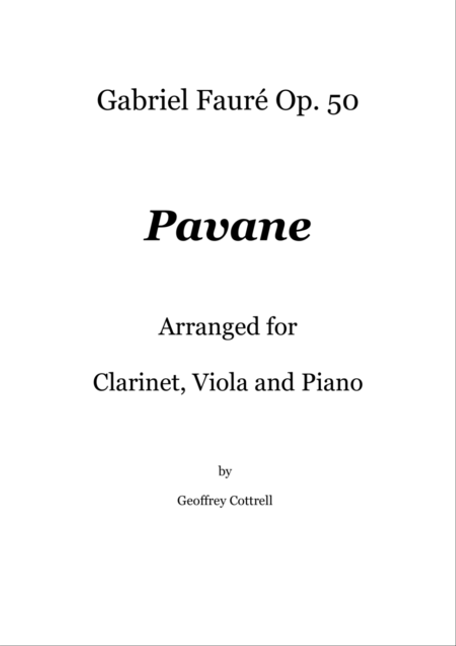 Pavane by Gabriel Faure - arranged for piano, viola and clarinet Small Ensemble scores gallery preview page 1