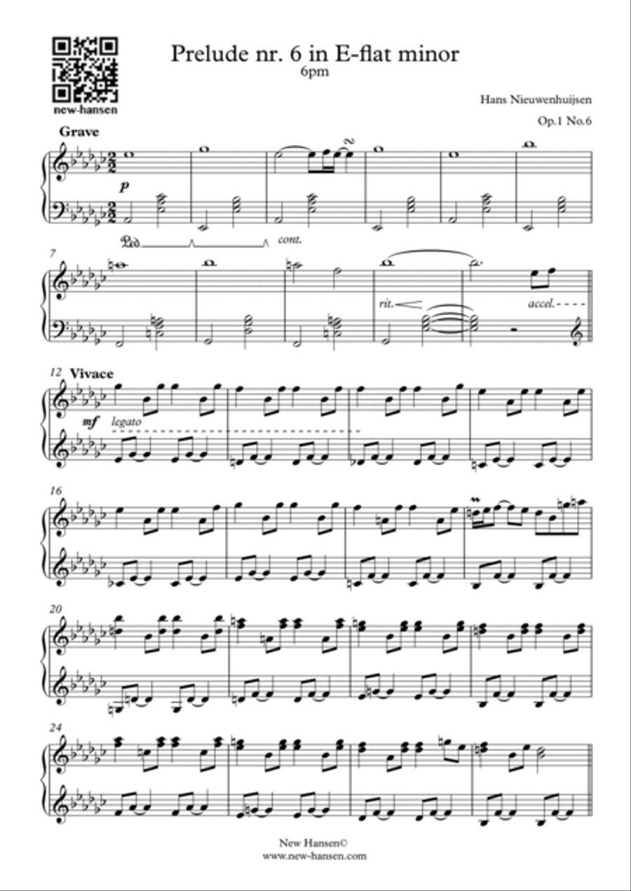 Prelude nr. 6 in E-flat minor '6pm' Piano Solo scores gallery preview page 2