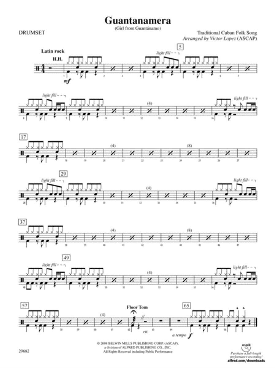 Guantanamera: Drums Guantanamera: Drums Full Orchestra scores gallery preview page 1