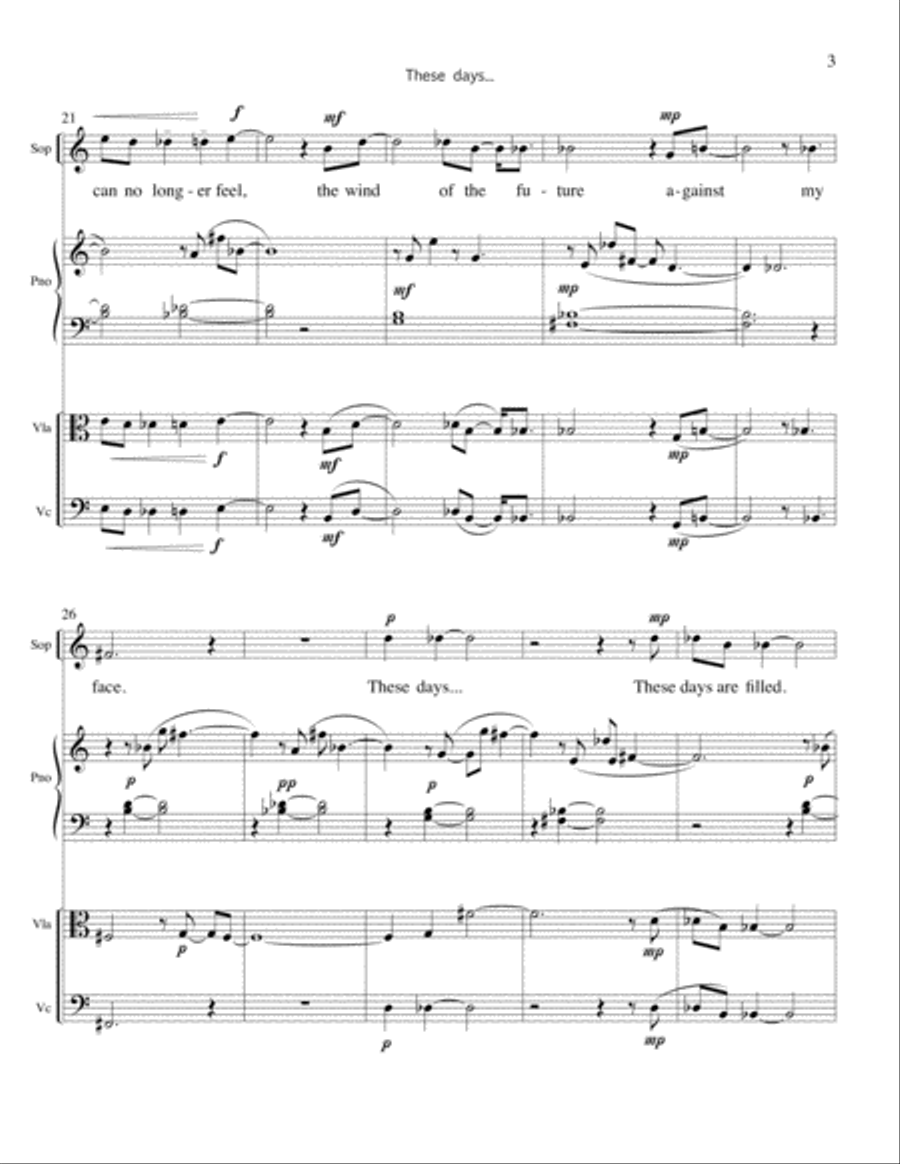 These days – for soprano, piano, viola, cello Piano, Vocal, Guitar scores gallery preview page 5