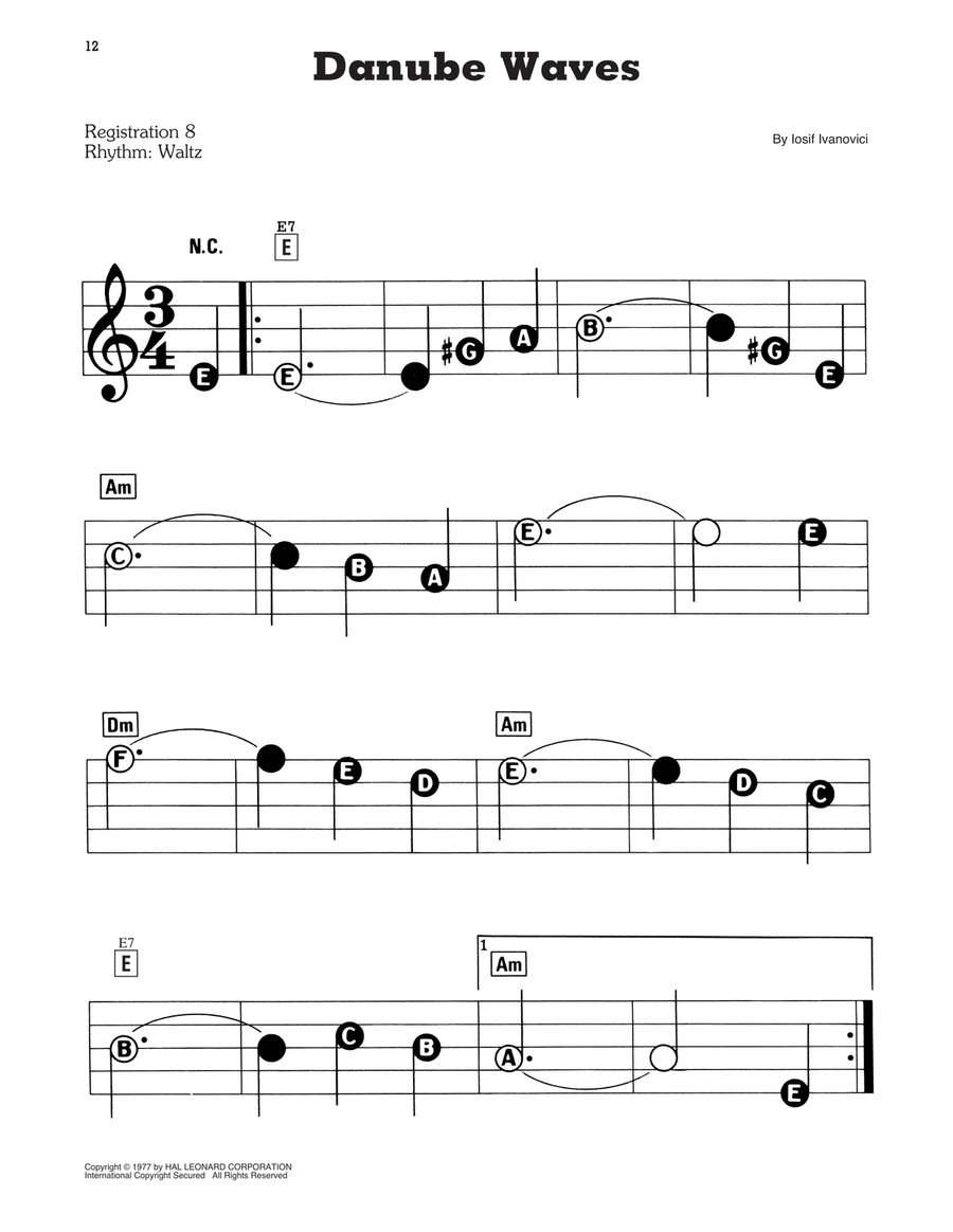 Danube Waves Electronic Keyboard scores gallery preview page 1