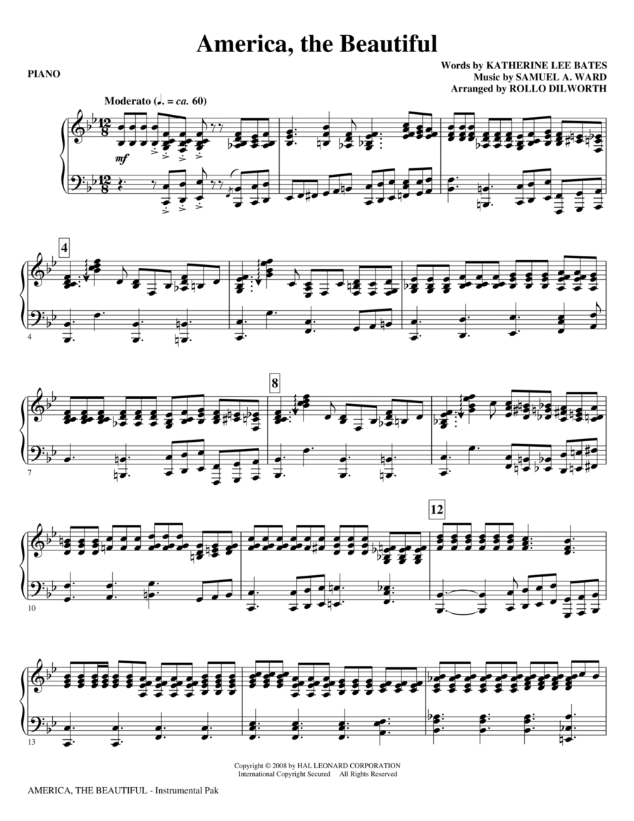 America, The Beautiful - Piano Choir scores gallery preview page 1