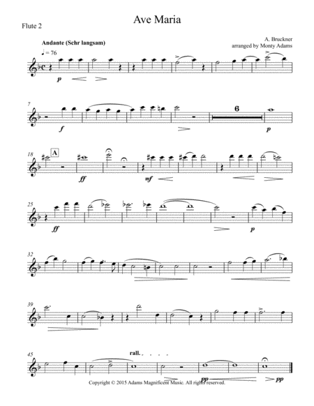 Ave Maria by A. Bruckner for Flute Choir