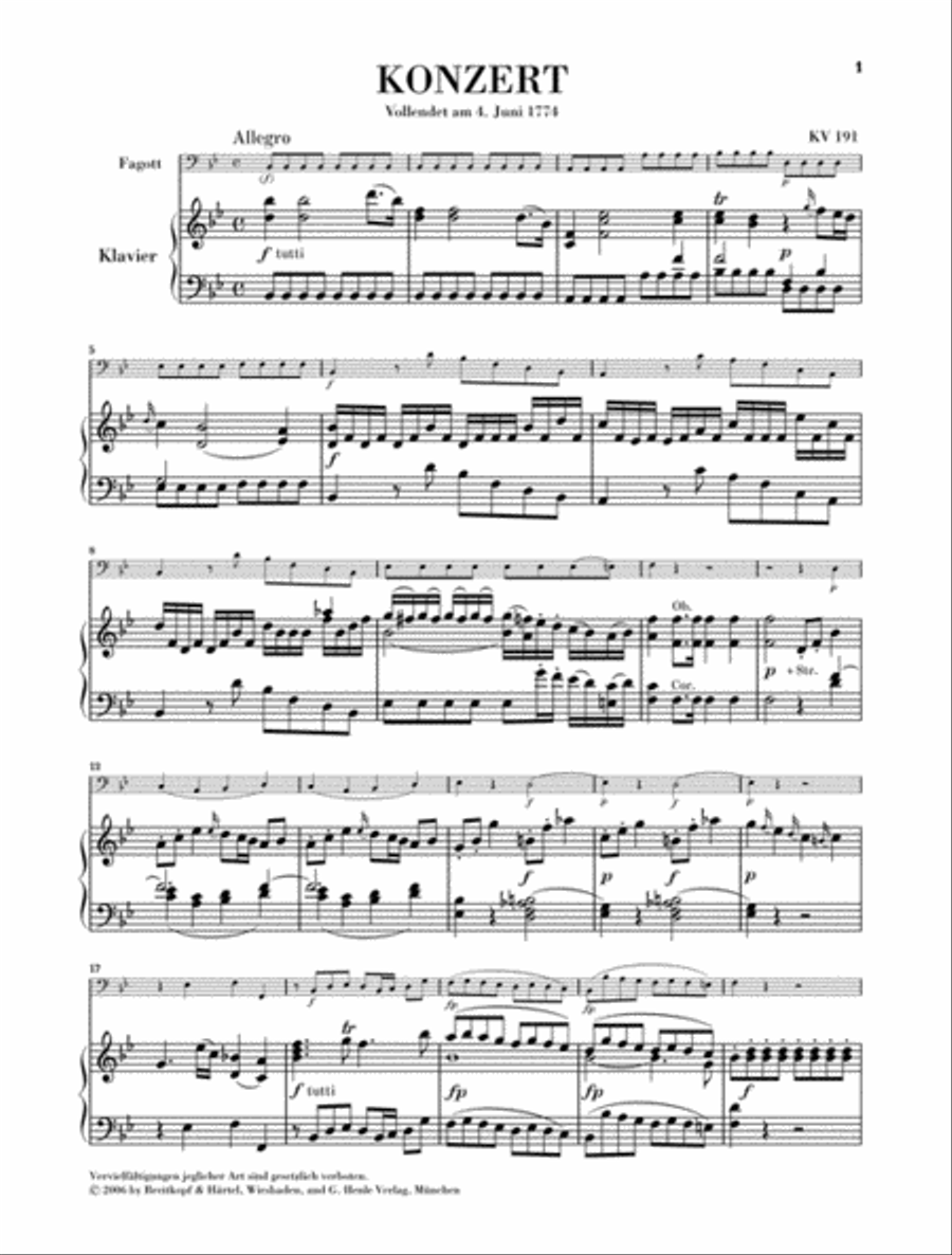 Bassoon Concerto in B-flat Major, K. 191 Bassoon Solo scores gallery preview page 2