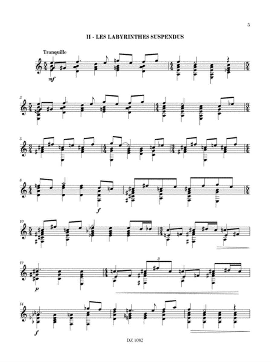 Poèmes énigmatiques I-V Classical Guitar scores gallery preview page 5