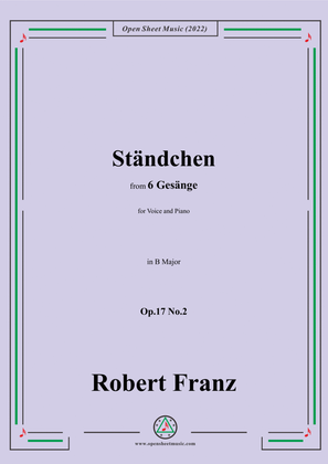 Book cover for Franz-Standchen,in B Major,Op.17 No.2,from 6 Gesange