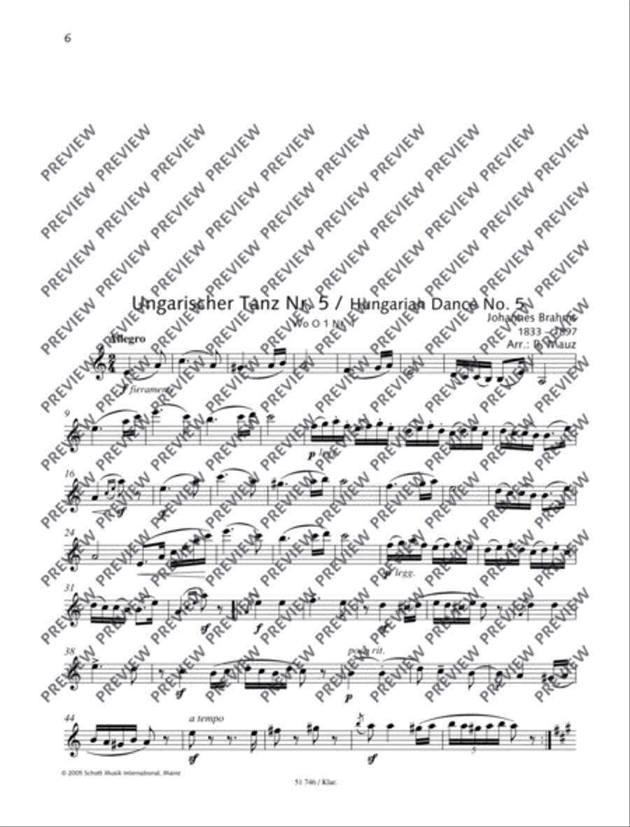 Hungarian Dance No. 5 Hungarian Dance No. 5 B-Flat Clarinet scores gallery preview page 6