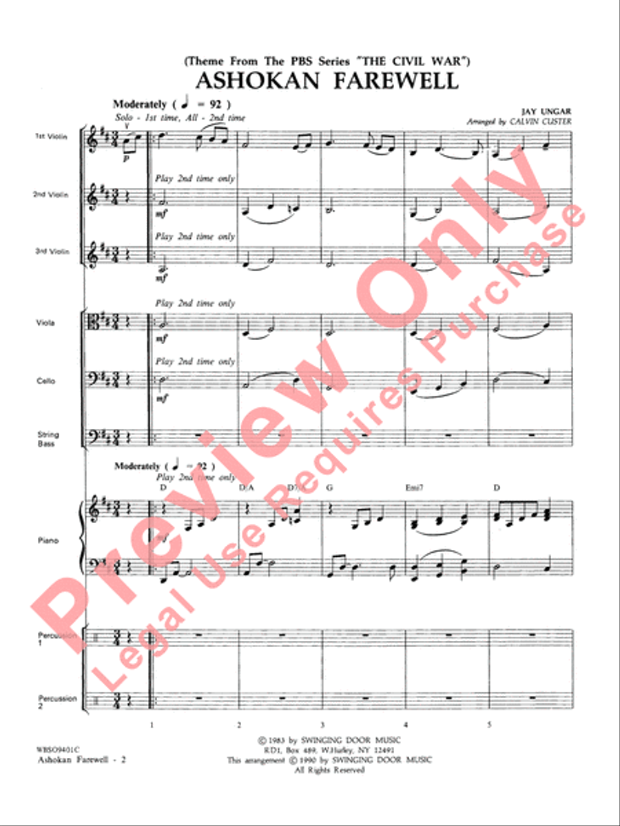 Ashokan Farewell String Orchestra scores gallery preview page 3