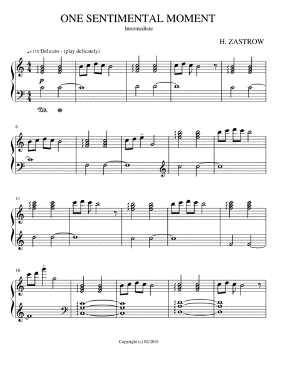 ONE SENTIMENTAL MOMENT Piano Method scores gallery preview page 1