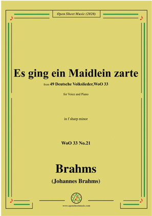 Book cover for Brahms-Es ging ein Maidlein zarte,WoO 33 No.21,in f sharp minor,for Voice&Piano