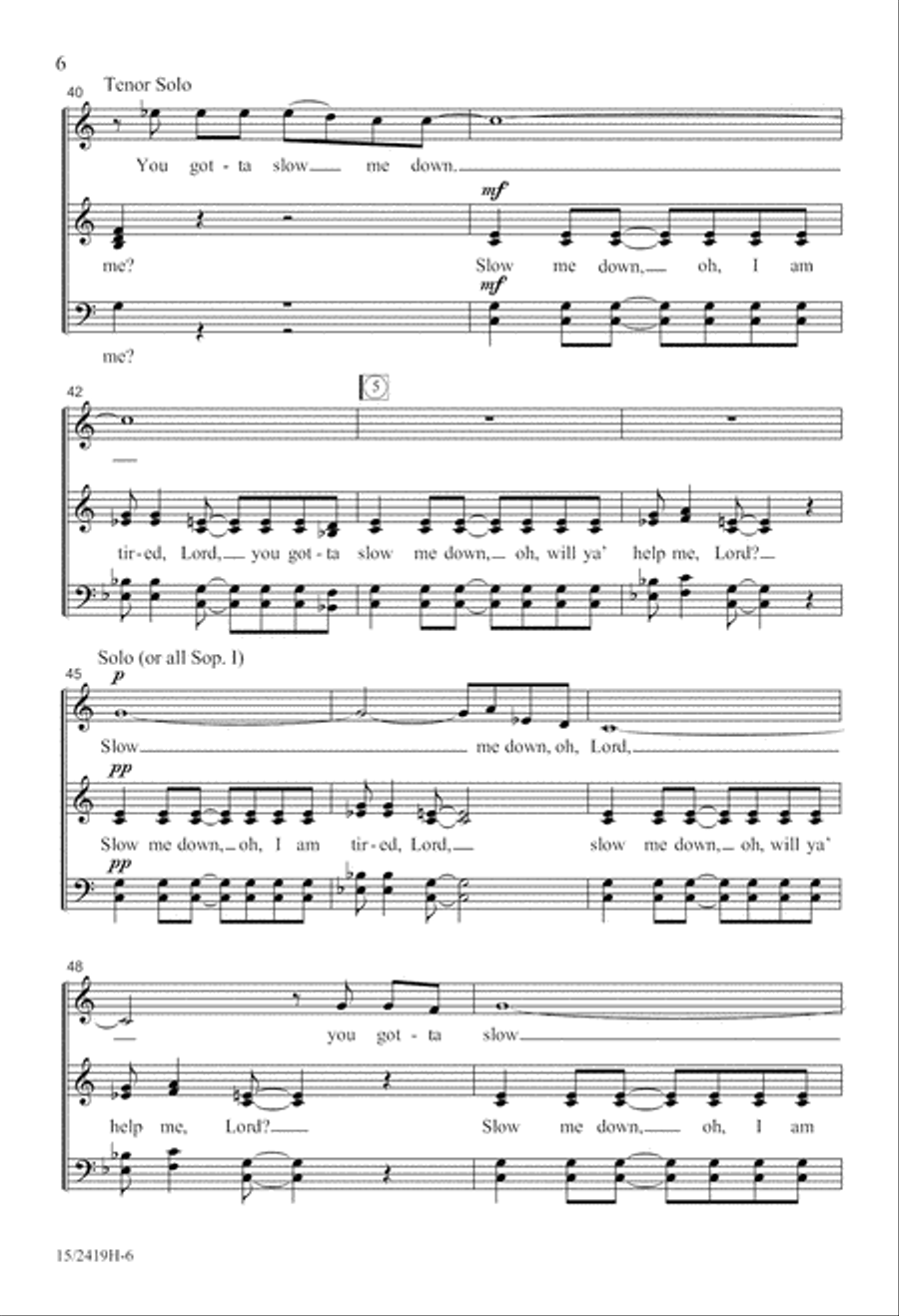 Slow Me Down, Lord Slow Me Down, Lord 4-Part scores gallery preview page 6