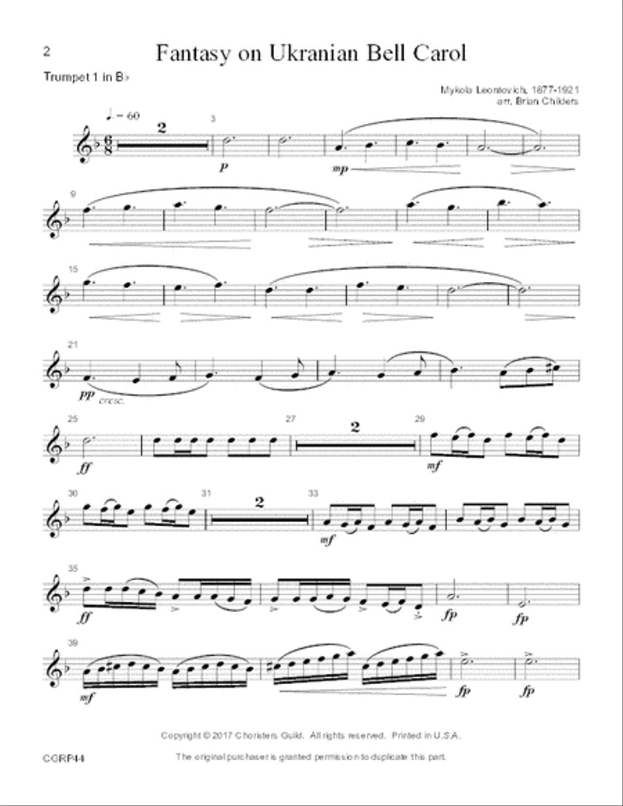 Fantasy on Ukrainian Bell Carol with reproducible Instrumental Parts Full Score Percussion scores gallery preview page 2