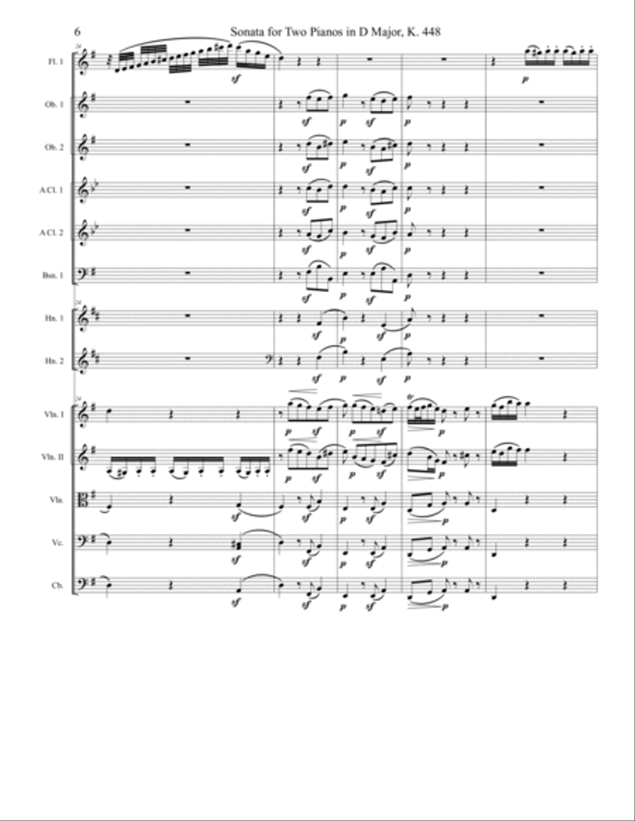 Sonata for Two Pianos in D Major, K. 448, Movement 2 Full Orchestra scores gallery preview page 6