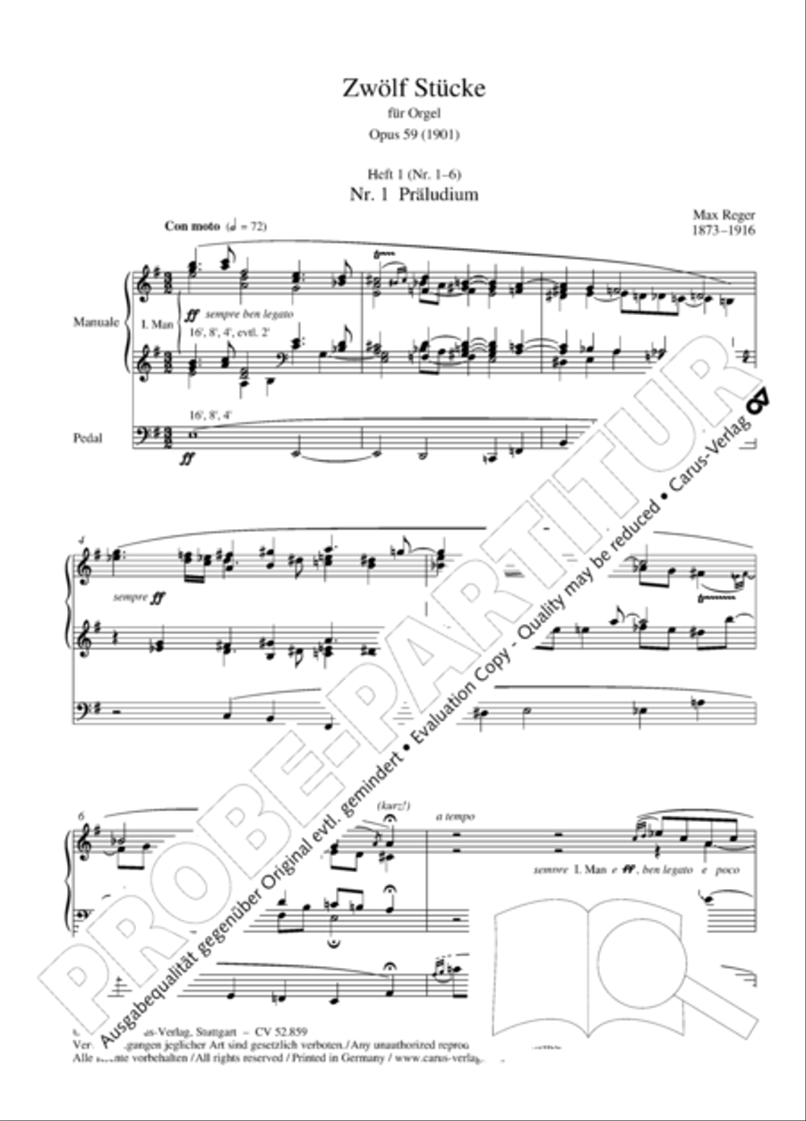 12 Stucke, Op. 59 Heft 1 Organ Solo scores gallery preview page 3