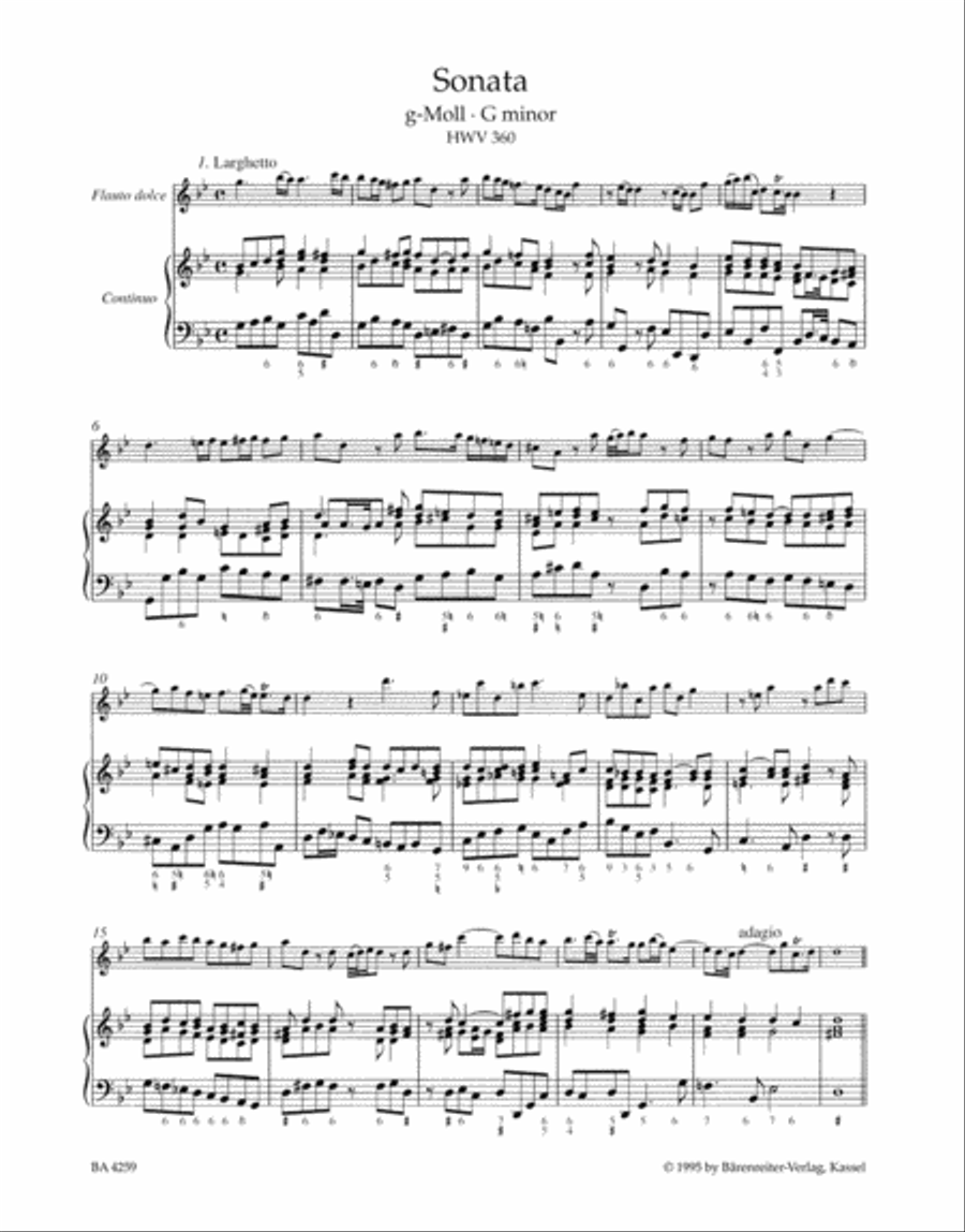 Sämtliche Sonaten für Blockflöte und Basso continuo Recorder scores gallery preview page 2