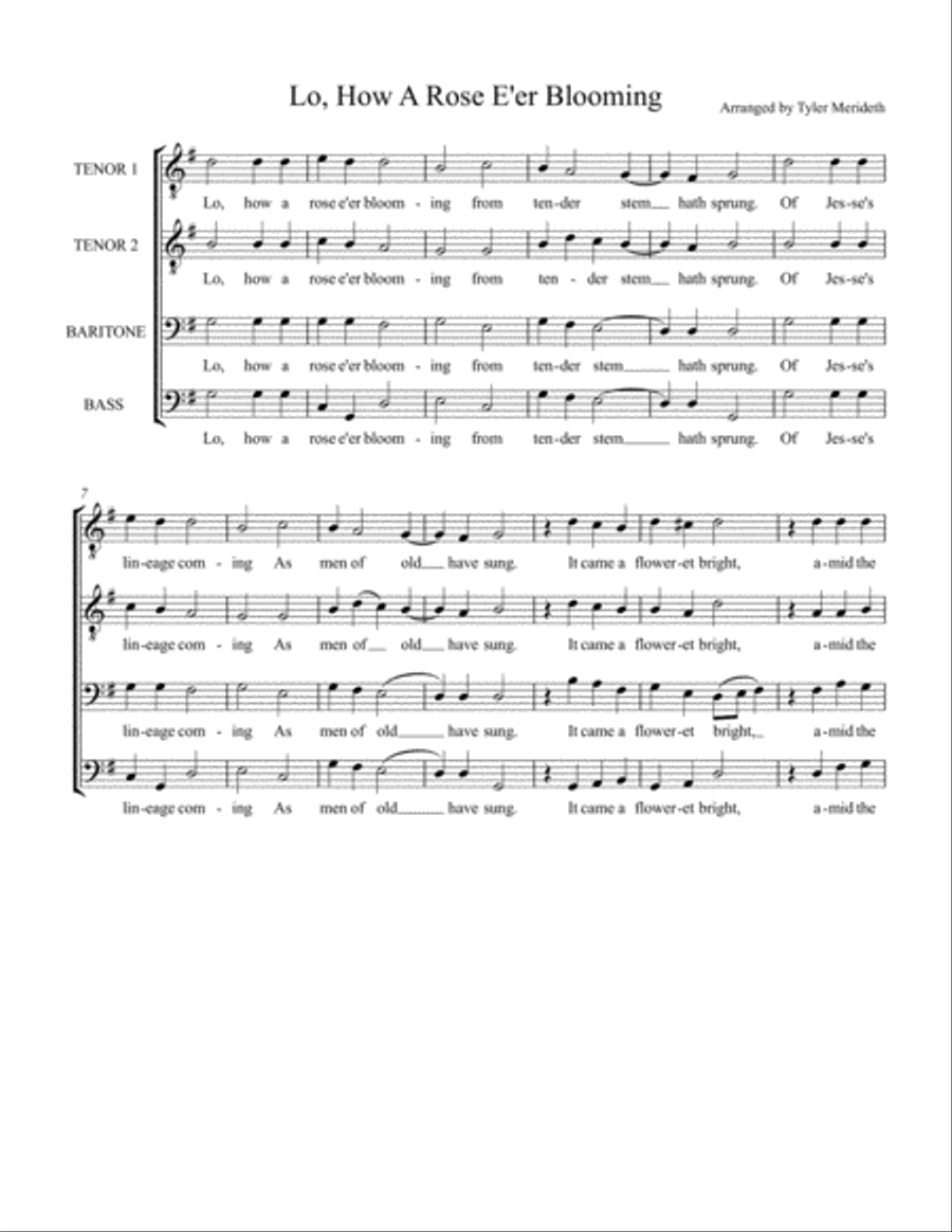 Lo, How A Rose E'er Blooming TTBB scores gallery preview page 2