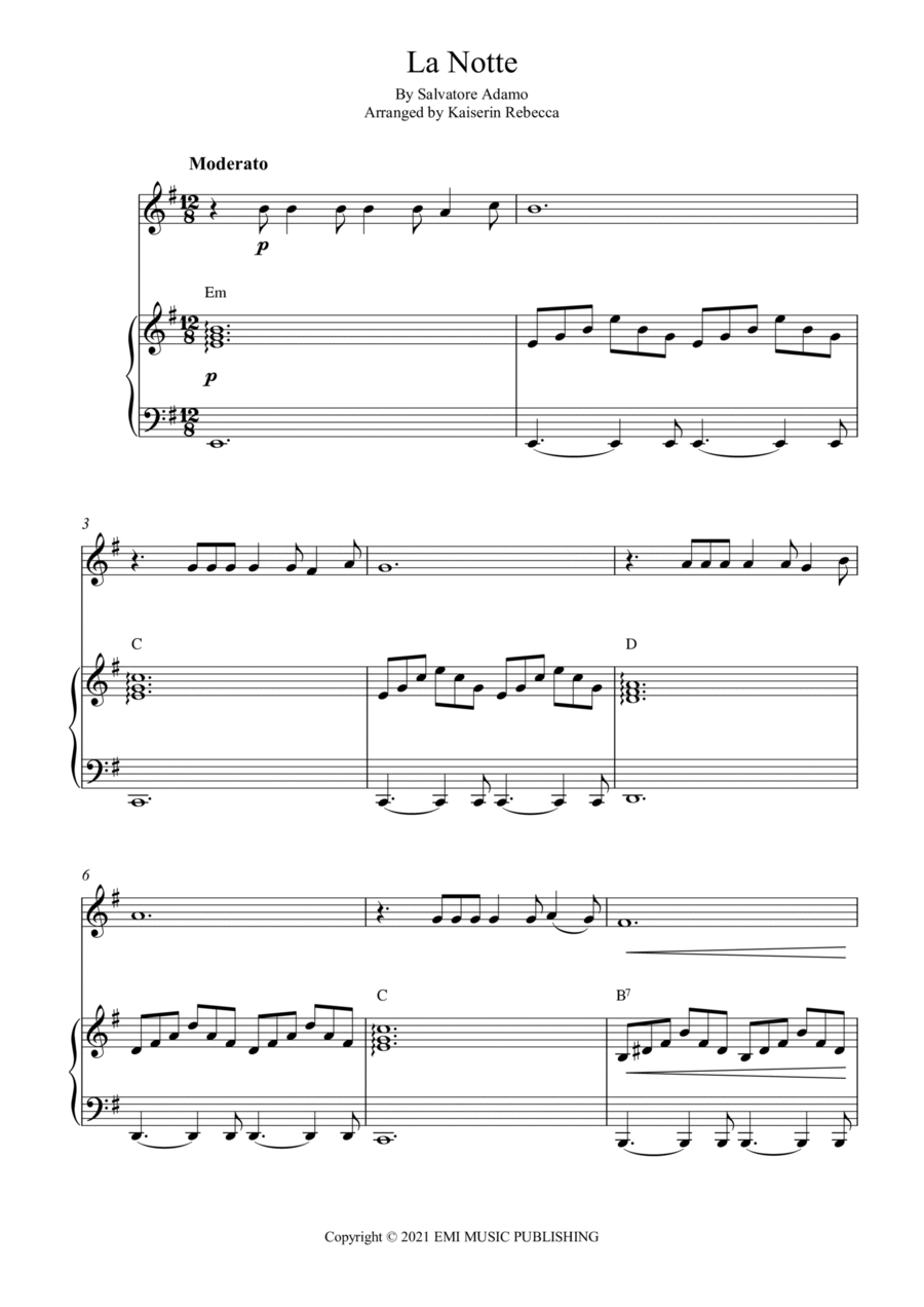 La Notte Violin Solo scores gallery preview page 1