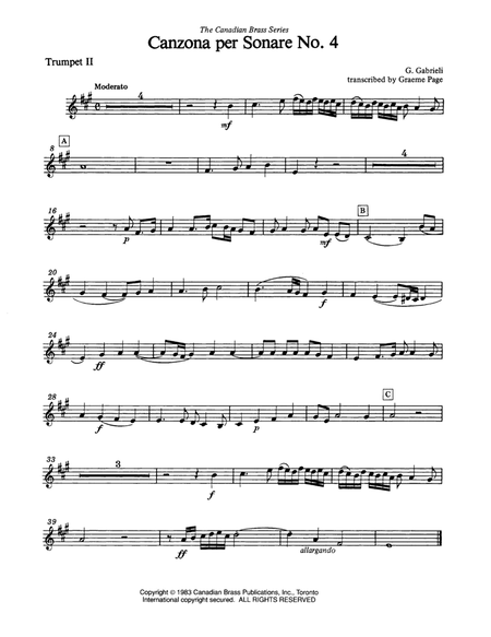Canzona Per Sonare No. 4 - Bb Trumpet 2 (Brass Quintet)