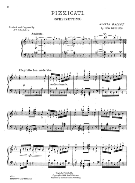 Pizzicati : from "Sylvia" ballet ; concert transcription for the piano by Rafael Joseffy