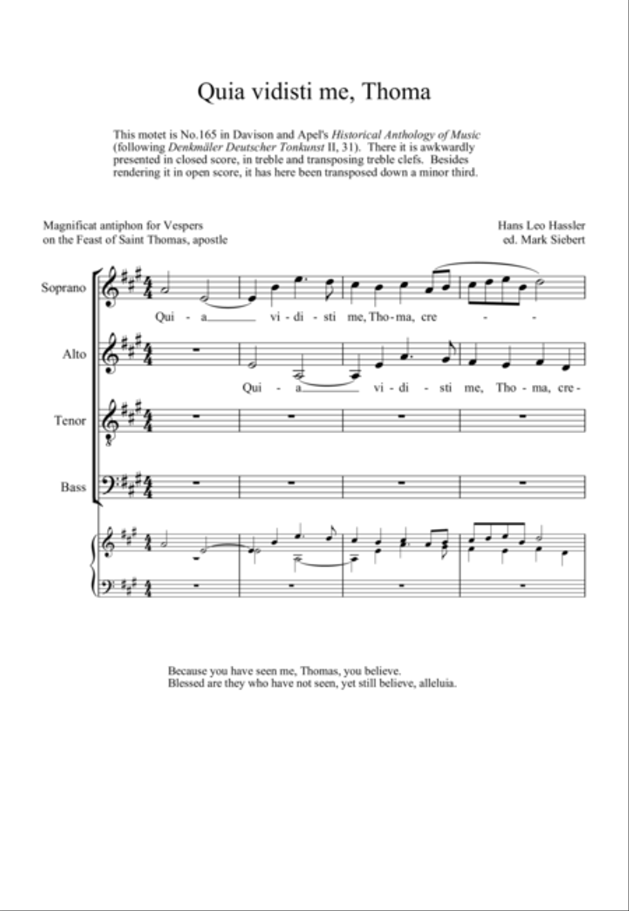 Quia vidisti me, Thomas 4-Part scores gallery preview page 2