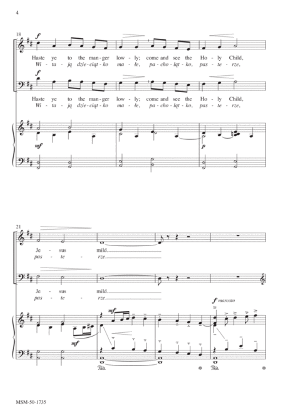Shepherds, Run Along/Przybieżeli do Betlejem pasterze 4-Part scores gallery preview page 4