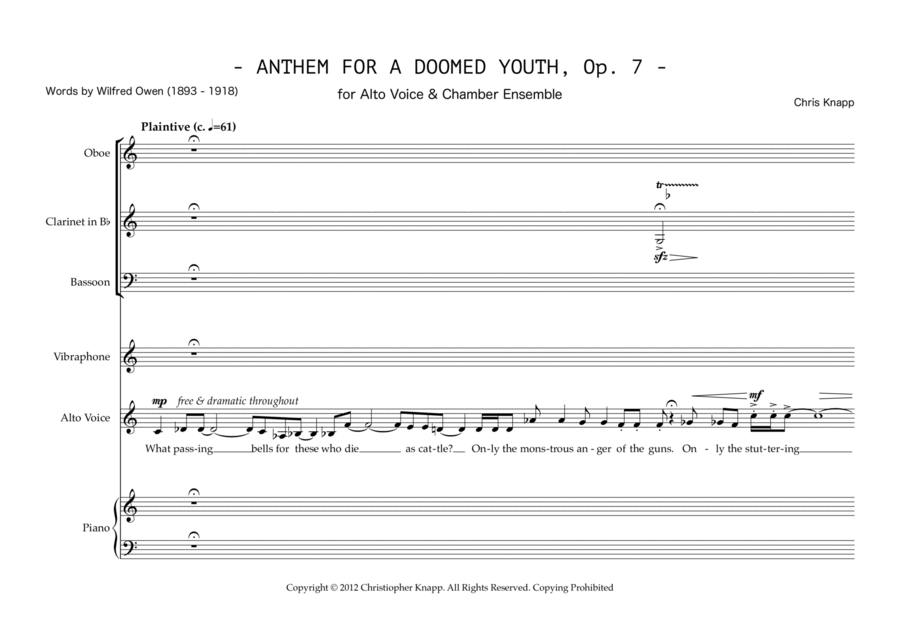 Anthem for a Doomed Youth, Op. 7 image number null