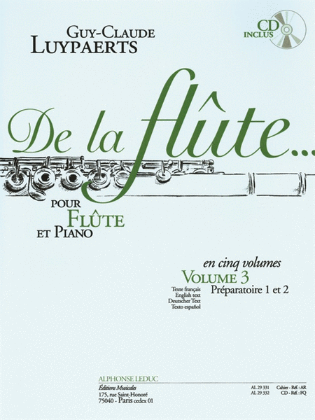 Luypaerts De La Flute Volume 3 Preparatoire 1 Et 2