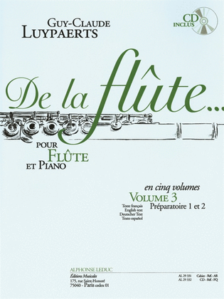 Book cover for Luypaerts De La Flute Volume 3 Preparatoire 1 Et 2 Flute Cd