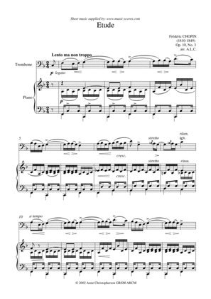 Op10 No.3 Etude - Trombone and Piano