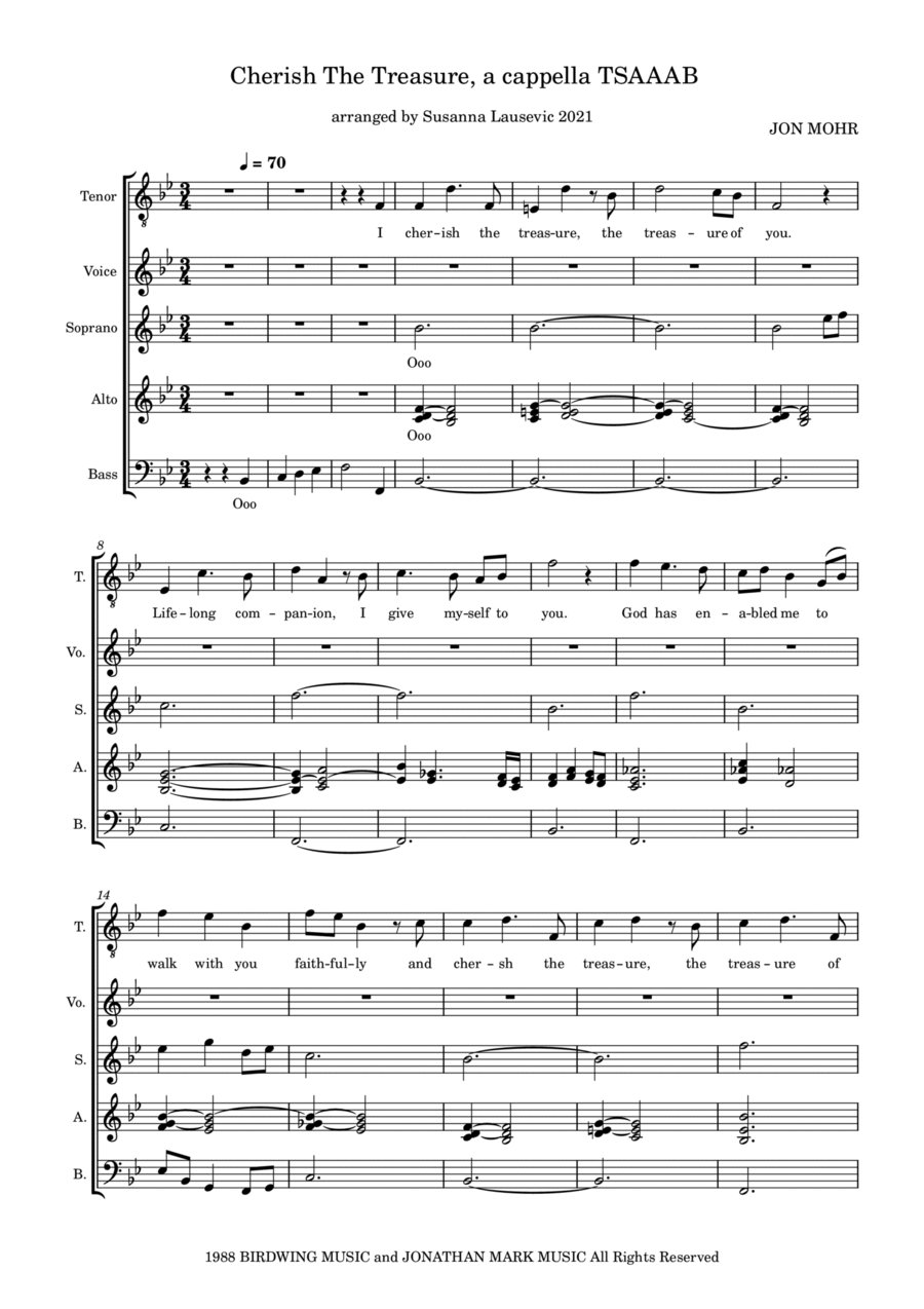 Cherish The Treasure A Cappella scores gallery preview page 1