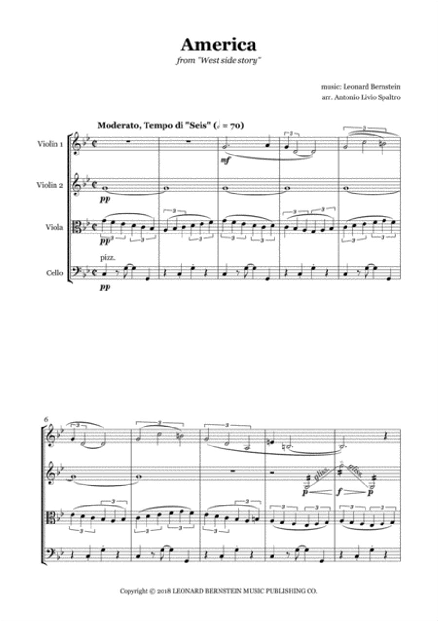 America for String Quartet (from West Side Story) image number null