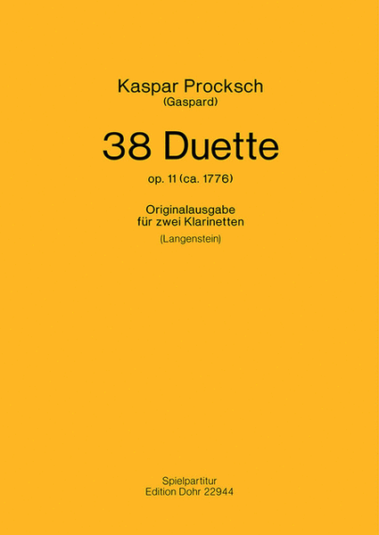 38 Duette op. 11 (ca. 1776) -Originalausgabe für zwei Klarinetten-