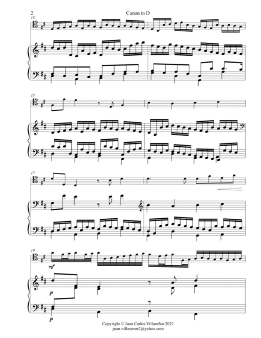 Canon in D - piano part - (Arr. Bassoon and Piano) Small Ensemble scores gallery preview page 2