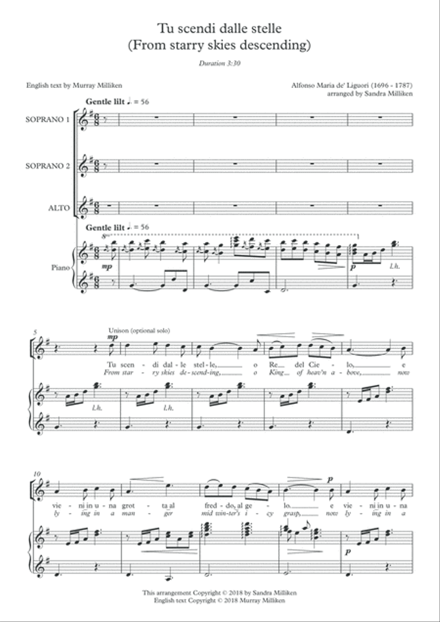 Tu scendi dalle stelle (From starry skies descending) SSA scores gallery preview page 3