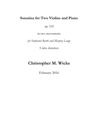 Sonatina for Two Violins and Piano