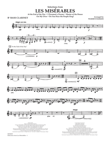 Selections from Les Misérables (arr. Warren Barker) - Bb Bass Clarinet