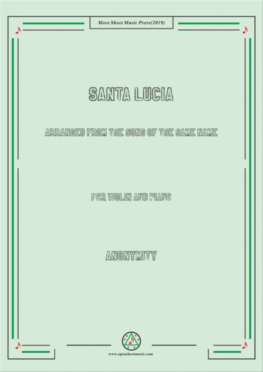 Louis-Santa Lucia, for Violin and Piano Violin Solo scores gallery preview page 1