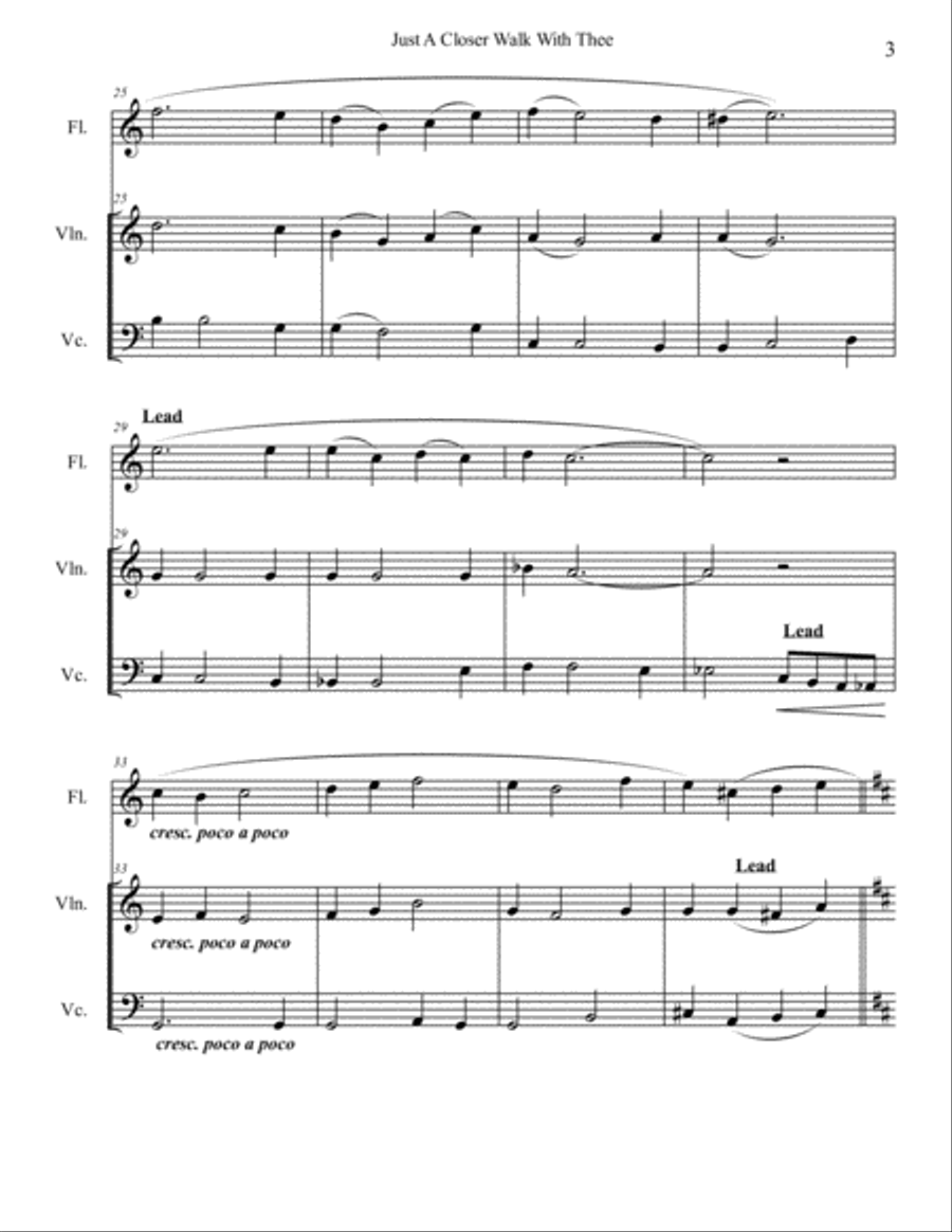 Just A Closer Walk With Thee - Trio (Flute or Clarinet, Violin and Cello) Small Ensemble scores gallery preview page 3