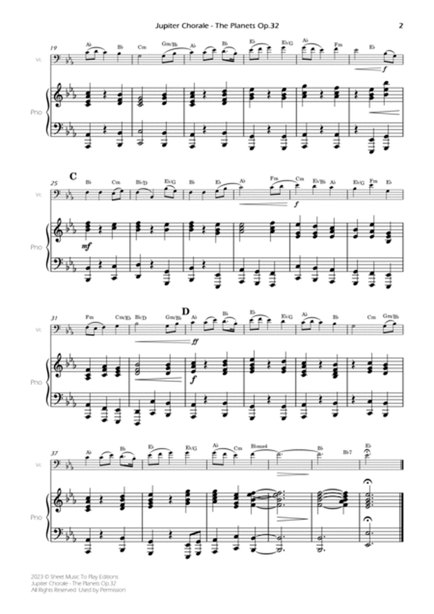 Jupiter Chorale from The Planets - Cello and Piano - W/Chords (Full Score and Parts) image number null