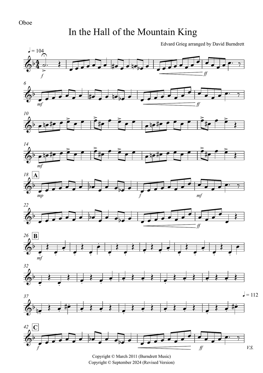 In the Hall of the Mountain King for Oboe and Cello Duet Oboe scores gallery preview page 5