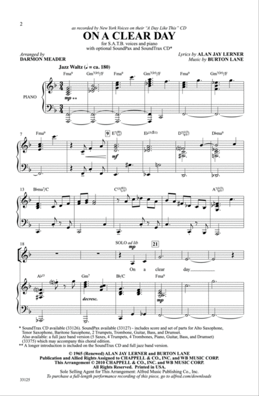 On a Clear Day 4-Part scores gallery preview page 21