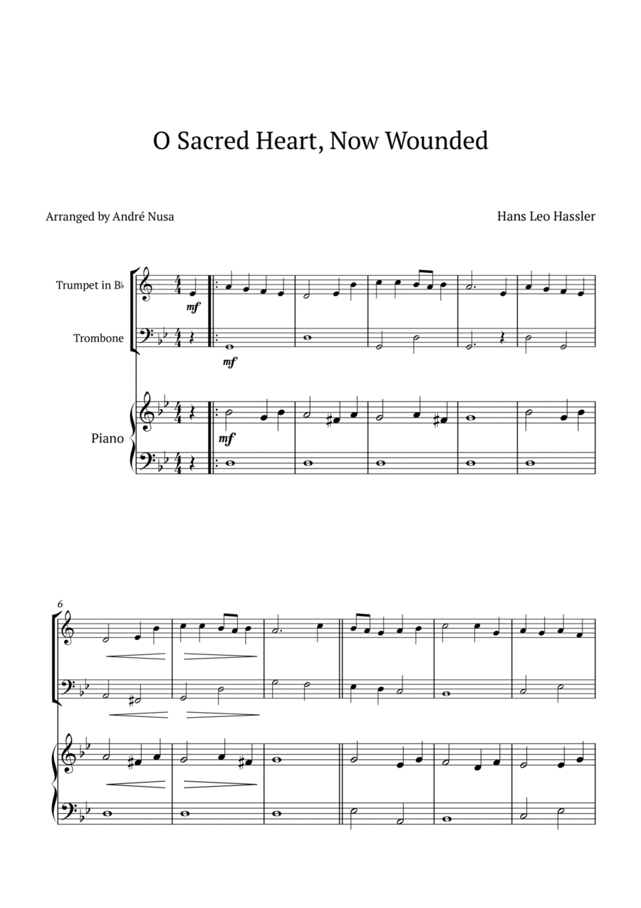 O Sacred Heart, Now Wounded Trombone scores gallery preview page 1