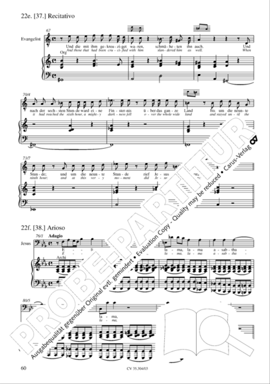 St. Mark Passion (Markus-Passion) 4-Part scores gallery preview page 61