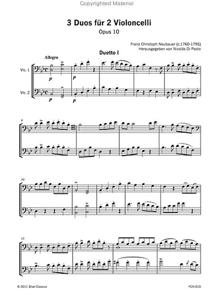 3 Duos fur 2 Violoncelli, Opus 10