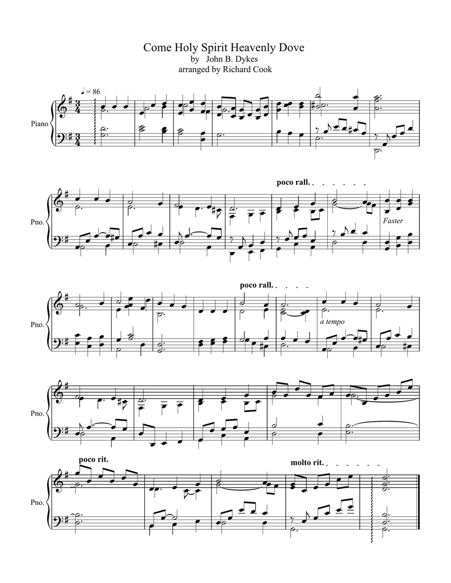 Come Holy Spirit Heavenly Dove Easy Piano scores gallery preview page 1