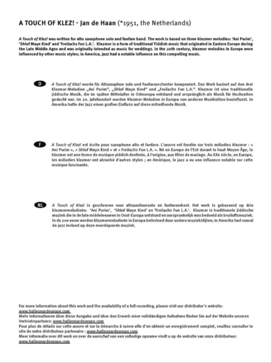 A Touch of Klez! Fanfare Band scores gallery preview page 3